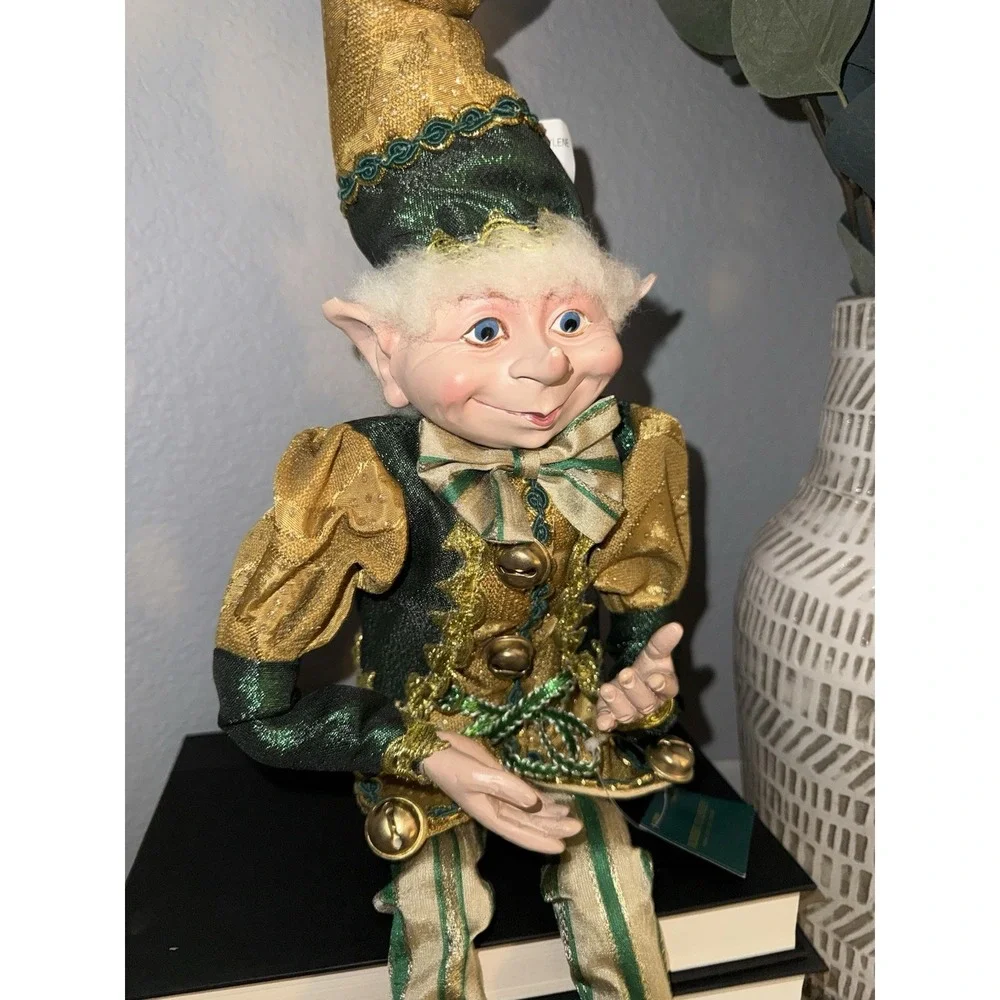 Robert Stanley Posable Elf Pixie Green Gold Bendable Legs Arms Jingle Bells READ - Picture 12 of 16